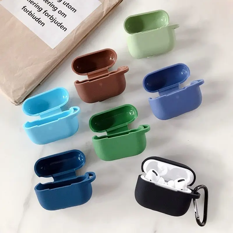 

2025 soft silicone headphone case suitable for Apple Airpods 4 4th generation solid color thick shell simple and atmospheric 1 2