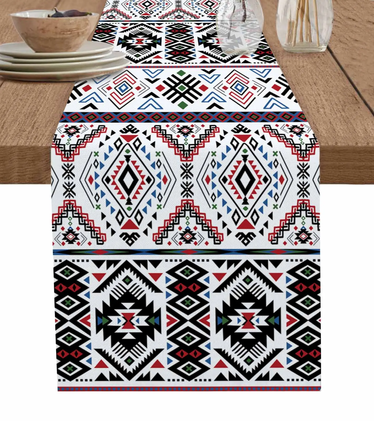 Tribal Style Weaving Folk Art Aztec Navajo Table Runner Home Wedding Table Mat Centerpieces Decoration Dining Long Tablecloth