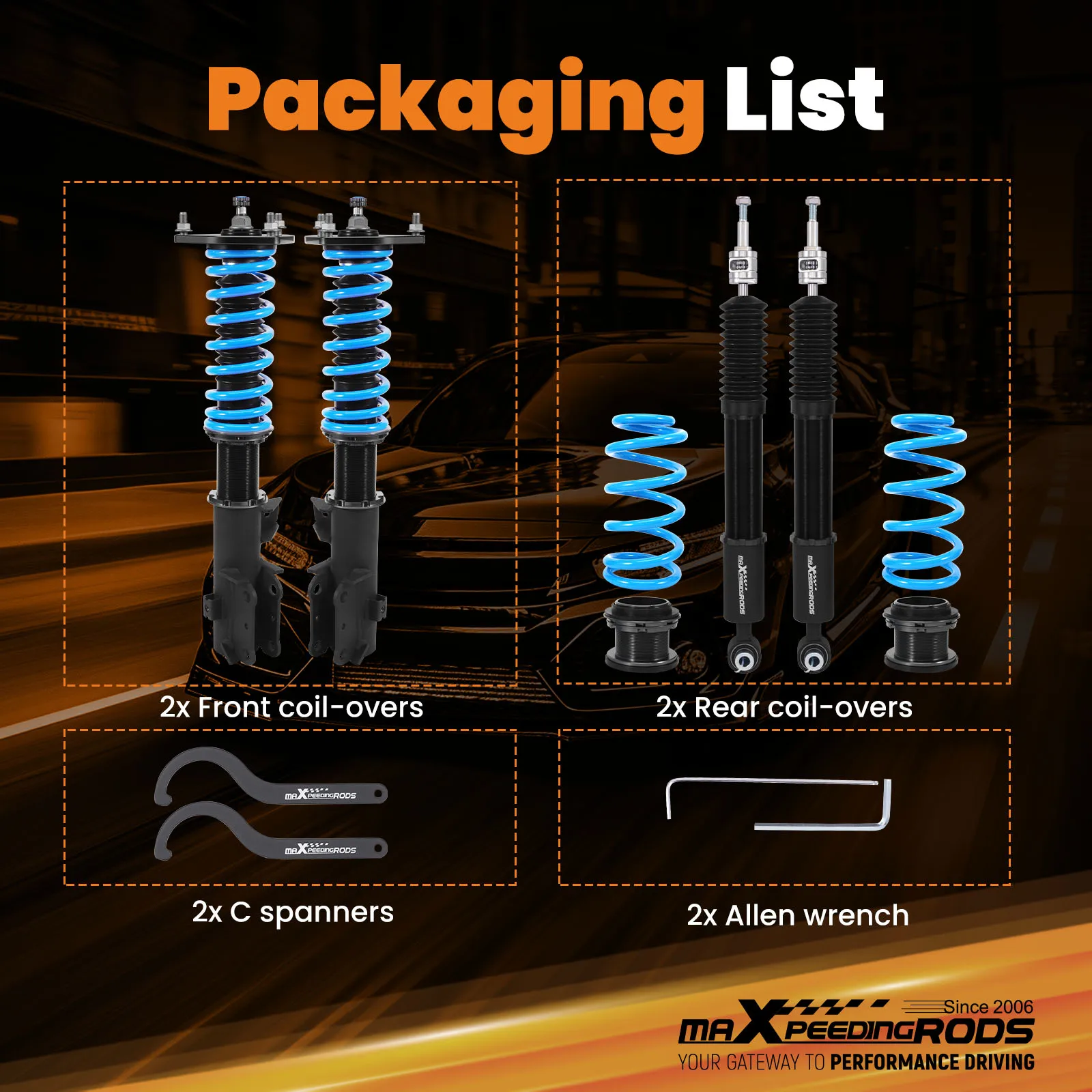 Kit de suspensão amortecedor ajustável de 24 vias Coilovers para Kia Sportage 2017-2022