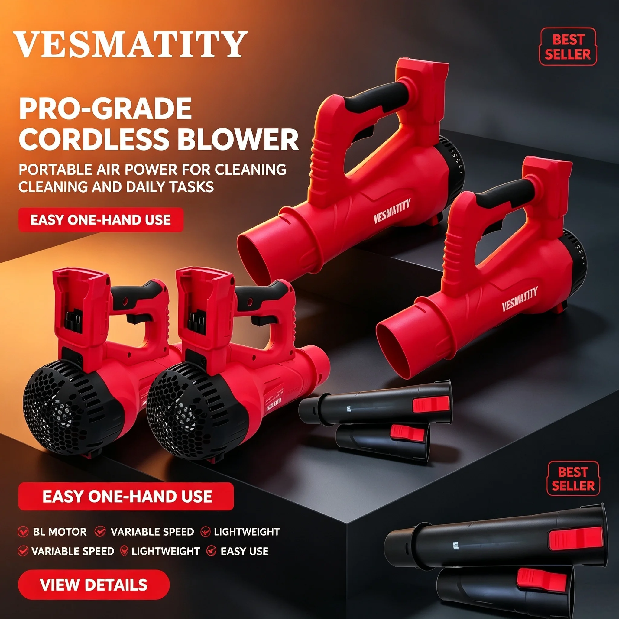 Air Blower Portable Cordless Brushless Handheld Leaf Jet Turbo Blower Power Tool Compatible with Milwaukee 18V Battery