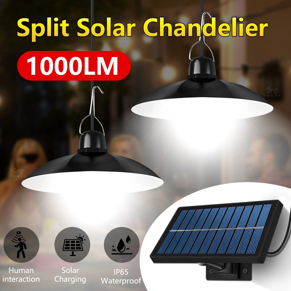 Super Bright Solar LED Outdoor Lighting Waterproof 18650 Battery Spotlight Chandlier Camping Accessories House Garden Decoration