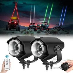 2Pcs 3'' Spot RGBW LED Whip Lights Remote Whipless Antenna For CanAm Maverick X3 Max UTV Off-road Light