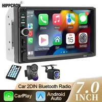 Hippcron-receptor estéreo de Radio para coche, 7 pulgadas, 2 din, con Cable, Carplay y Android, reproductor Multimedia de Audio Mp5, FM, USB, BT, tarjeta TF