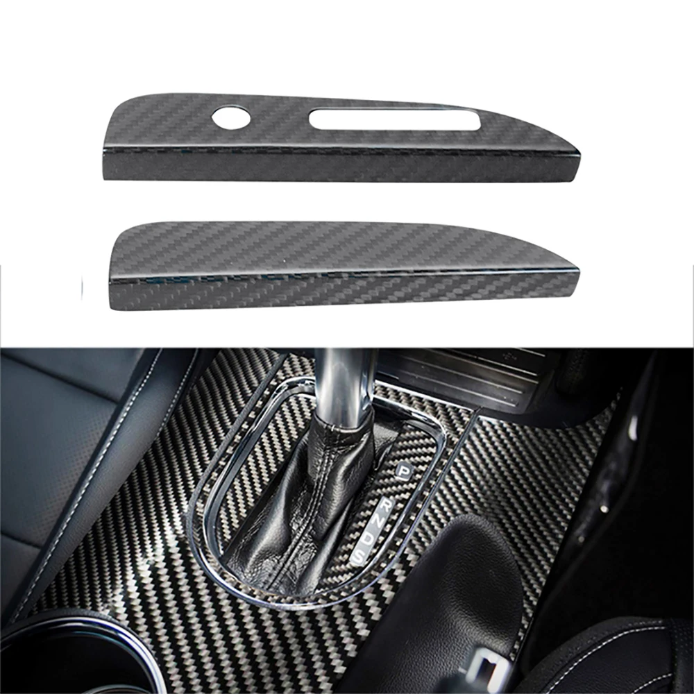 

RHD Real Dry Carbon Fiber Car Gear Shift Box Side Trims Panel Cover Decorative Kits For Ford Mustang 2015up