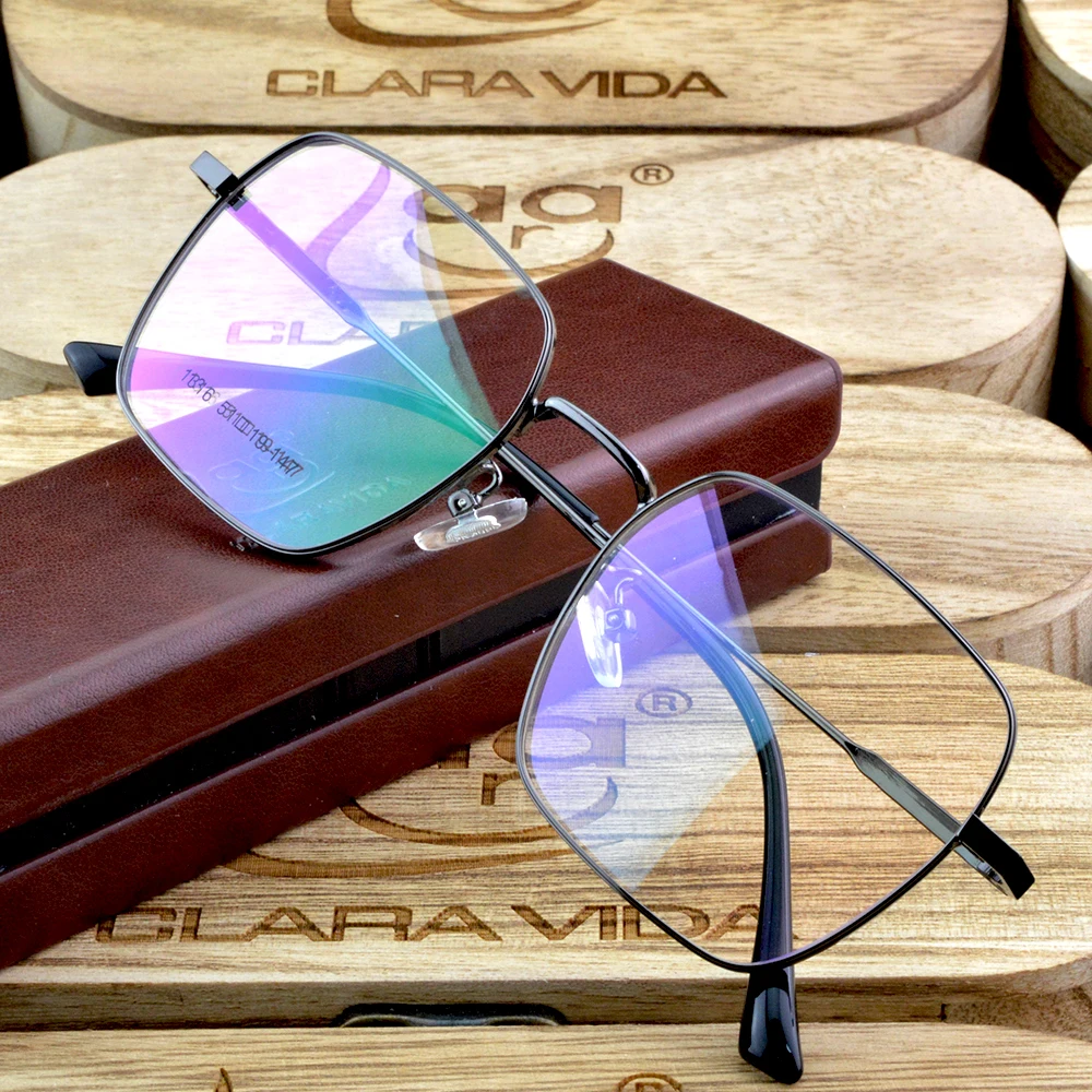 Clara Vida Titanium Large size Optical custom Myopia Or Reading Glasses Private Custom