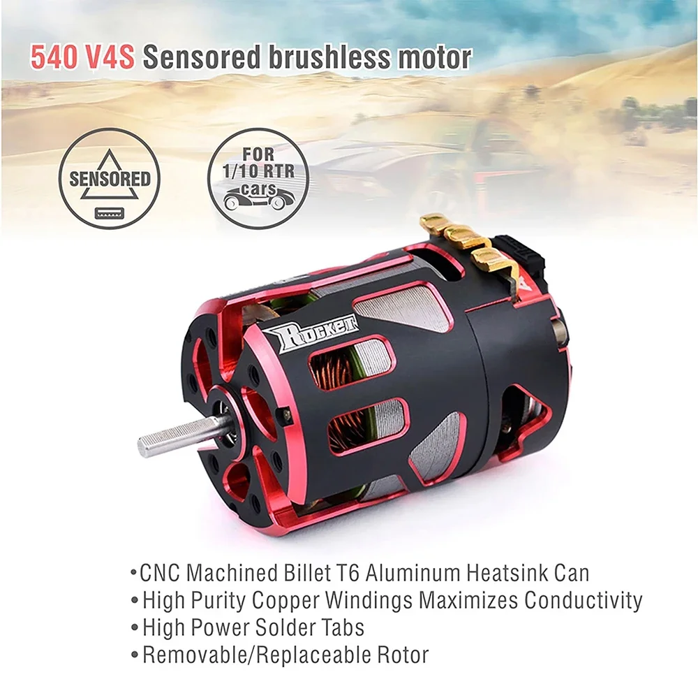 SurpassHobby Rocket 540 V4S 改造済み 6.5T センサー付きブラシレスモーター 1/10 1/12 1/14 RCドリフトレーシングカー F1競技改造用