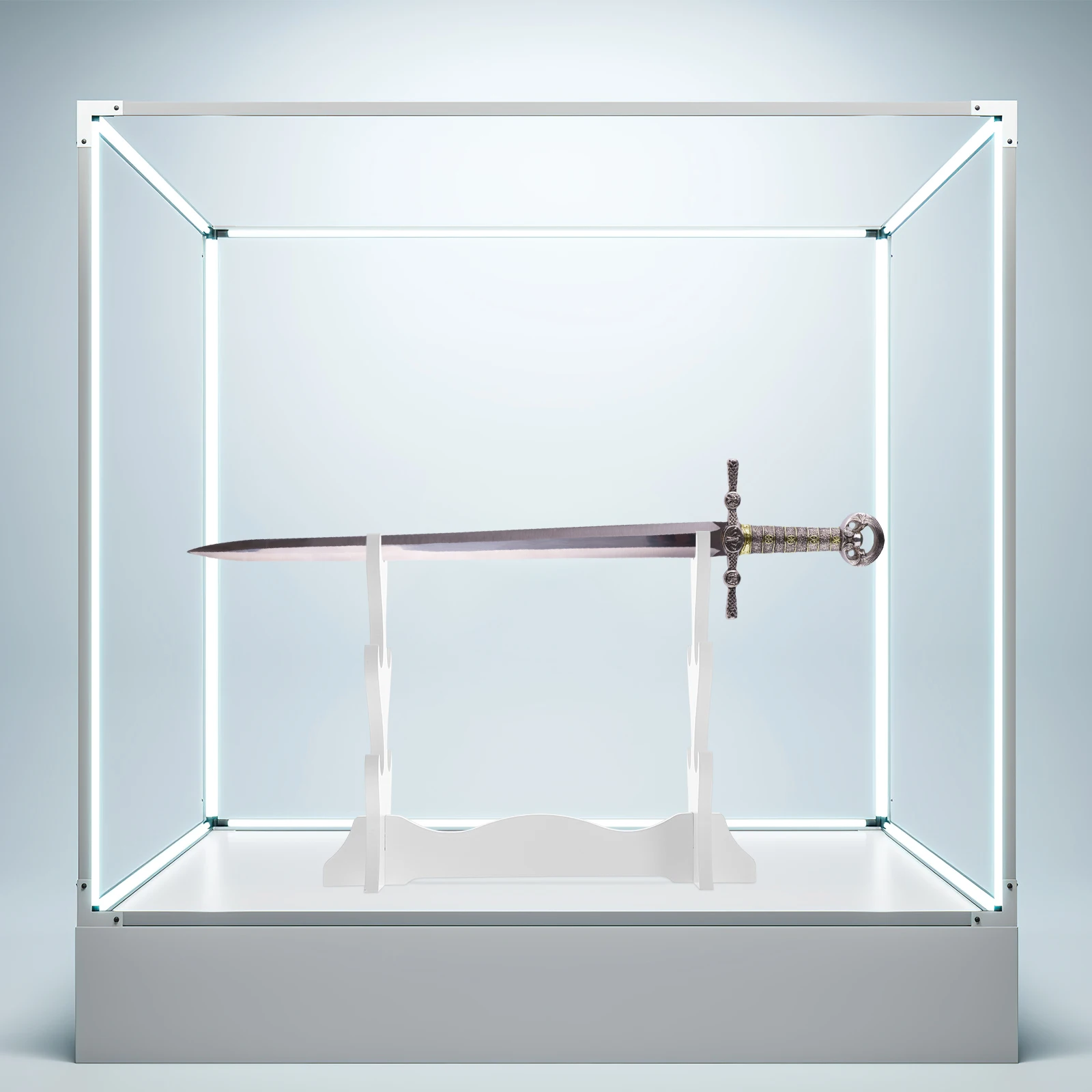 حامل عرض الآلات الموسيقية لسطح المكتب حامل السيف الضوئي لتزيين رف السيف المنزلي الخشبي المثبت على الحائط