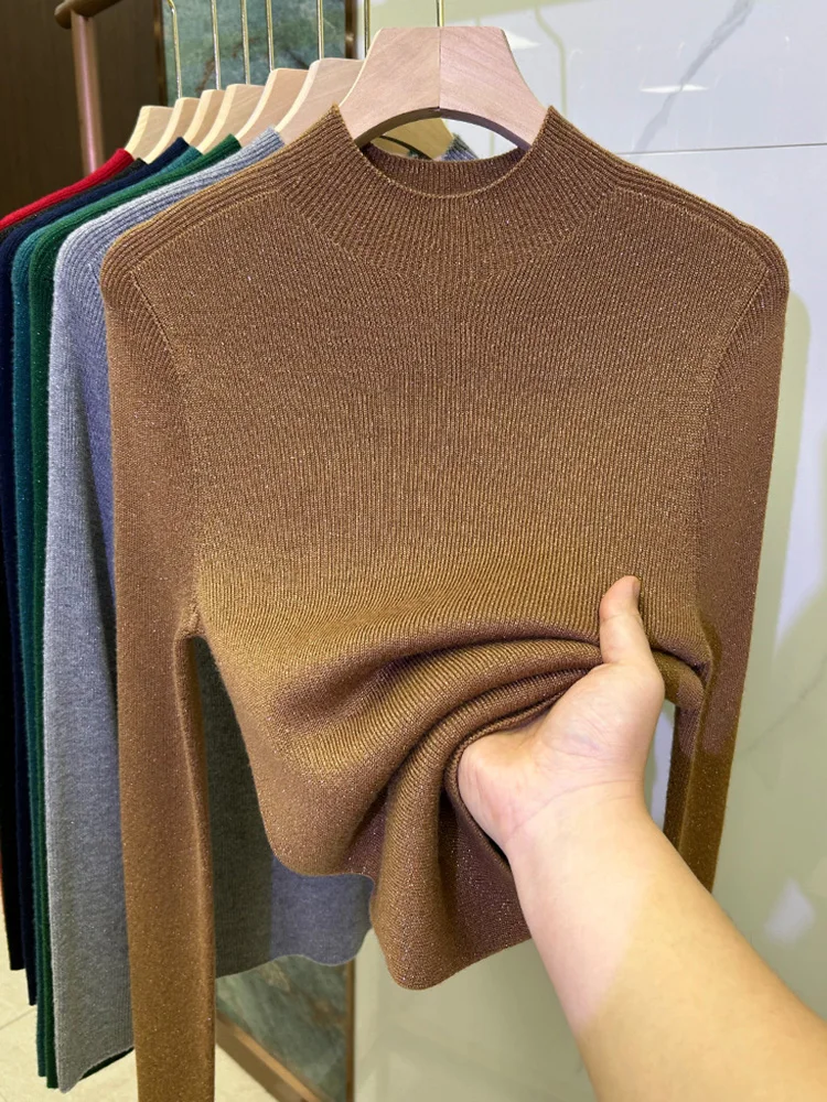 

Осенний новый повседневный цветной простой шерстяной вязаный свитер, модный утягивающий топ для женщин, корейский Sle