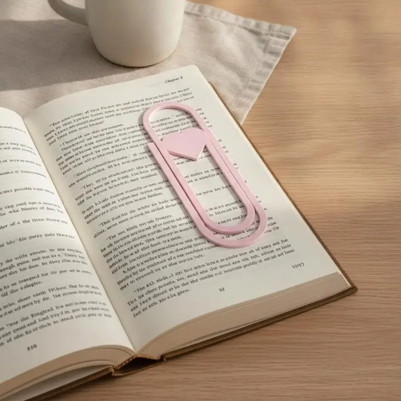Wooden Heart Binder Clips Oversized Decorative Paper Clip Bookmark for Office School Stationery Organizing
