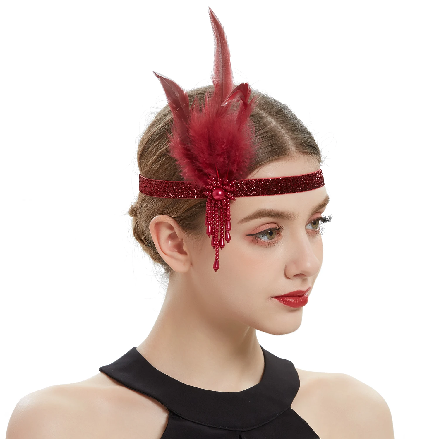 Fascinator 1920s Peacock Feather Headband Clothing Hairpin Head Trim Side Clip Performance Party Jewelry Accessories Bride