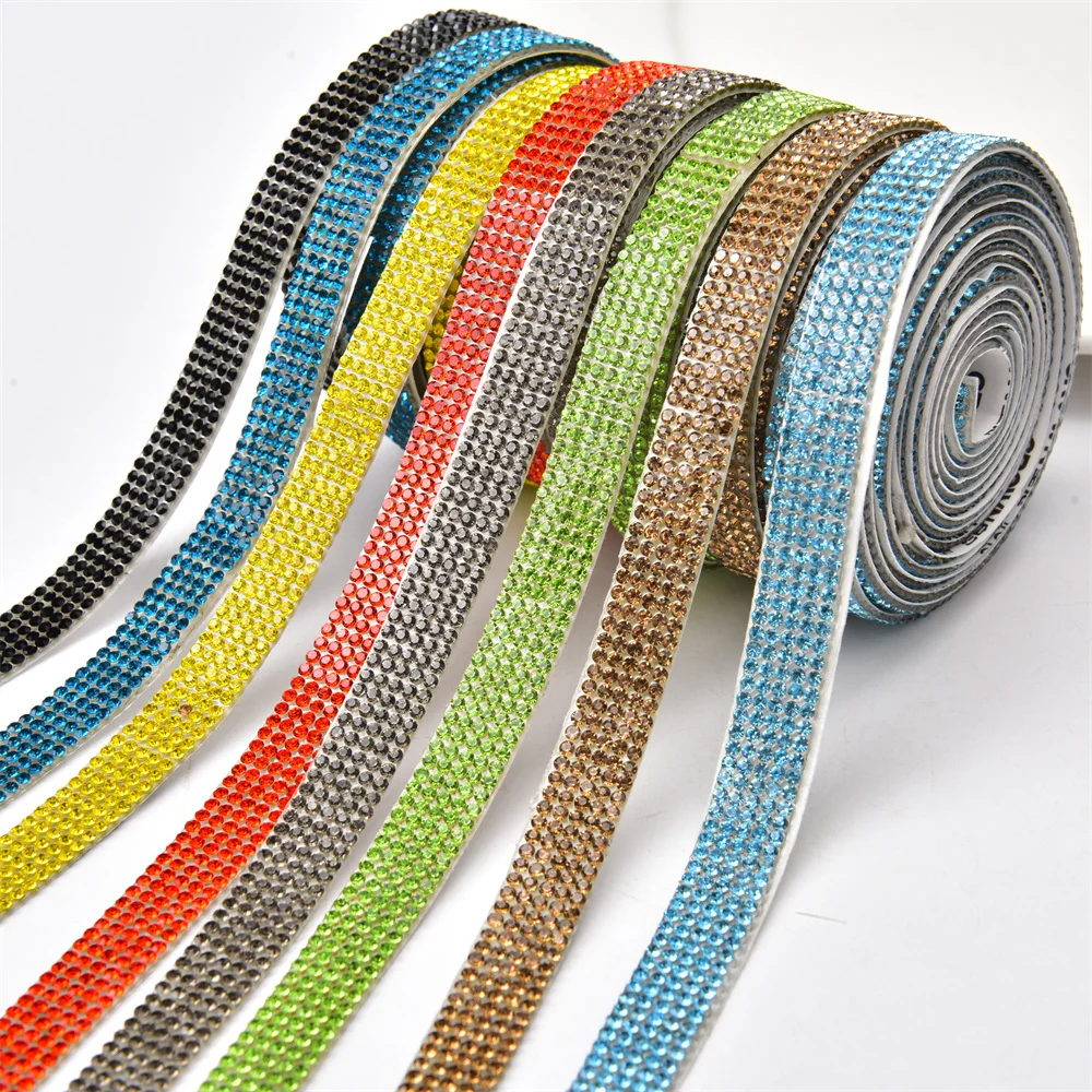 5 Yards Self-Adhesive Rhinestone Ribbon Trim Sticker Colorful Glitter Glass Crystal Strip Tape Diy Craft Phone Gift Decorations