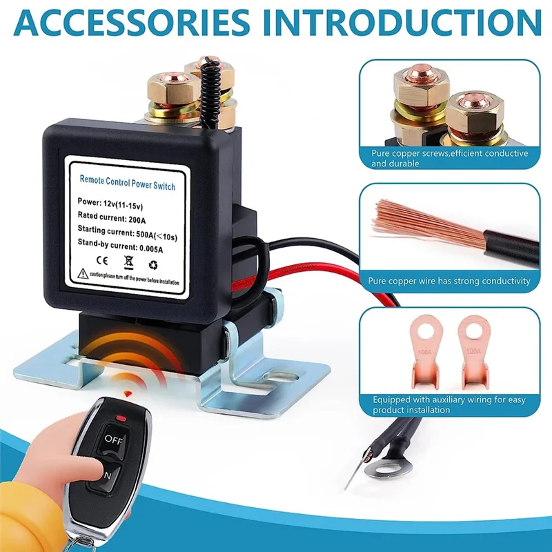 A01F-Battery Switch Relay 12V 500A Remote Control Power Switch Quick Disconnect Cut Off Isolator Switch Anti-Theft Switch, Durab