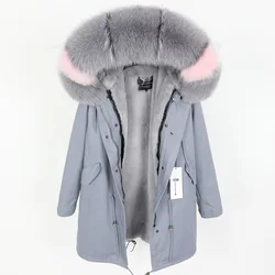 2024 Maomaokong Natural Real Fox Fur Collar Winter Warm Women's Jacket Detachable Inner Fur Long Parkas Coats For Women