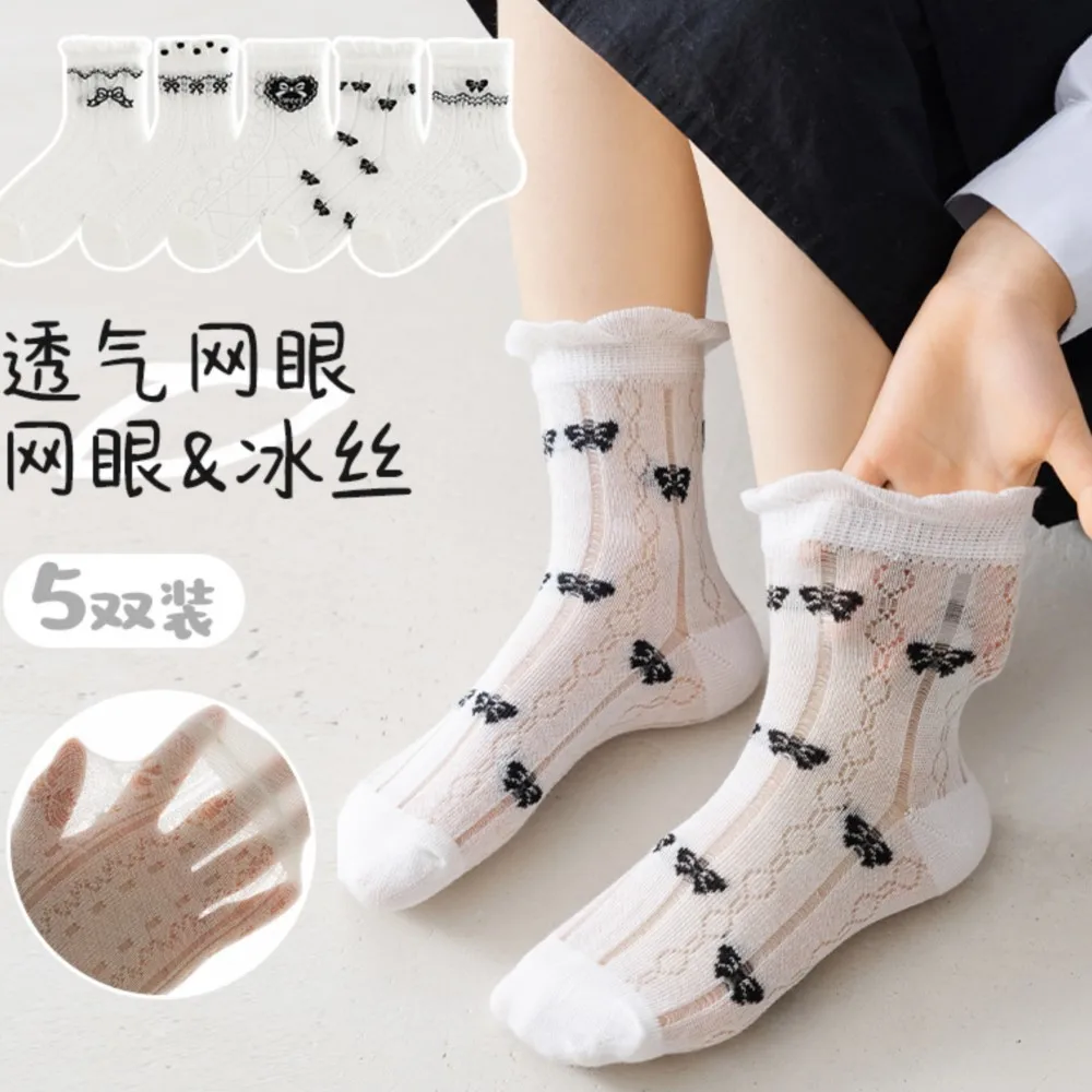 جوارب أطفال لربيع وصيف، جوارب لوليتا للفتيات، جوارب أطفال مريحة تسمح بمرور الهواء، جوارب شبكية عالية التمدد للأطفال الصغار