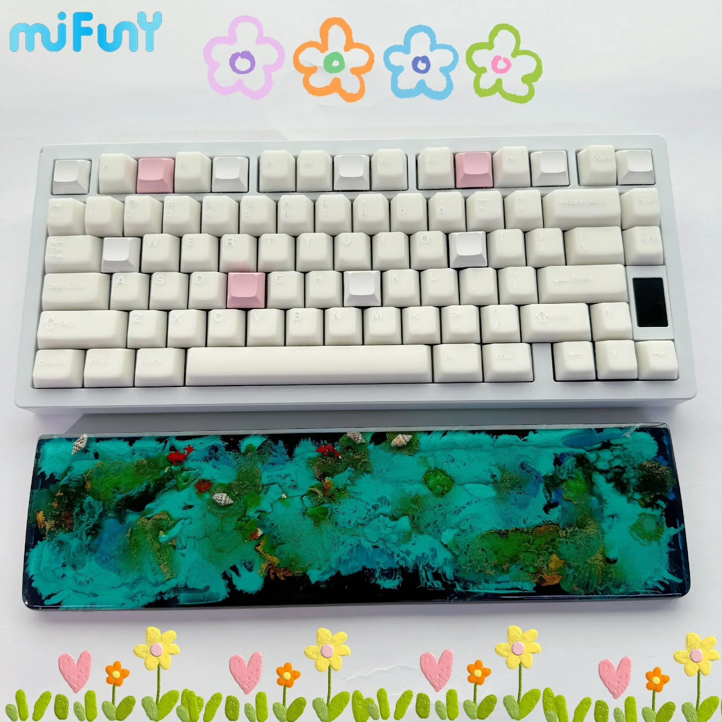 

Mifuny Atlantis Gaming Handrest Ocean Anti-slip Palm Rest Resin Handmade Wrist Rest Ergonomic for Mechanical Keyboard Wristrest