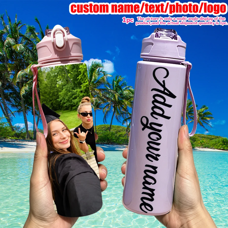 1pc 25-ounce water bottle leak-proof sports kettle with customizable name pattern designed by sisters, classmates and friends.