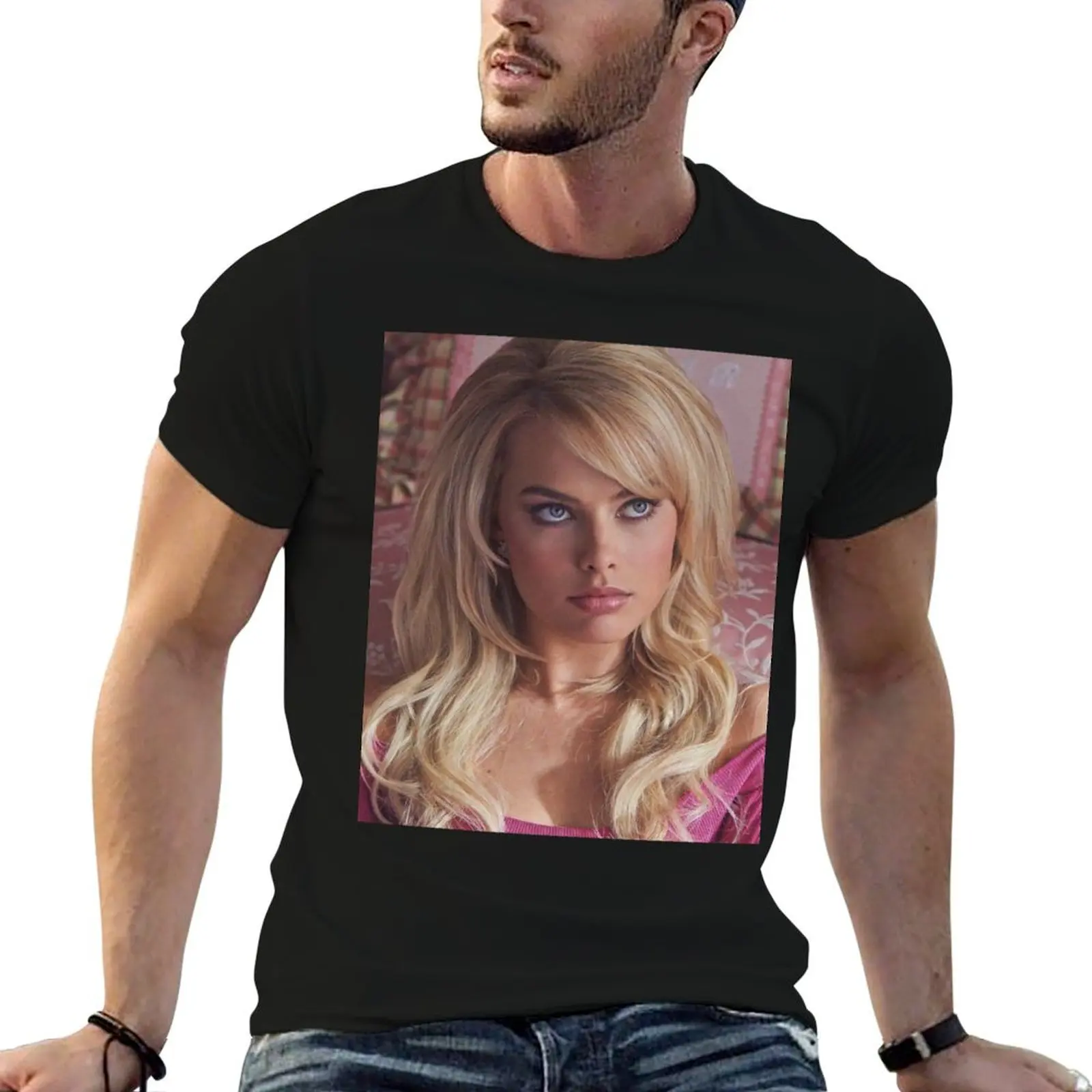

margot robbie T-Shirt t shirts for man slim fit t shirt man cotton T-Shirt