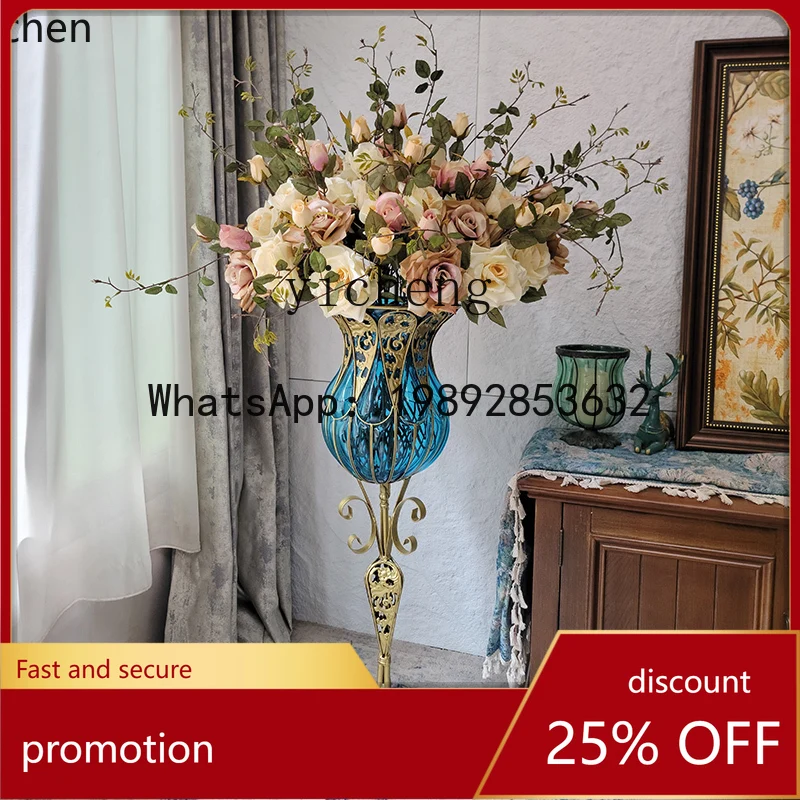 

YFY Floor-standing Large Vase Living Room Glass Ornament Flower Arrangement Tall Decorative Piece