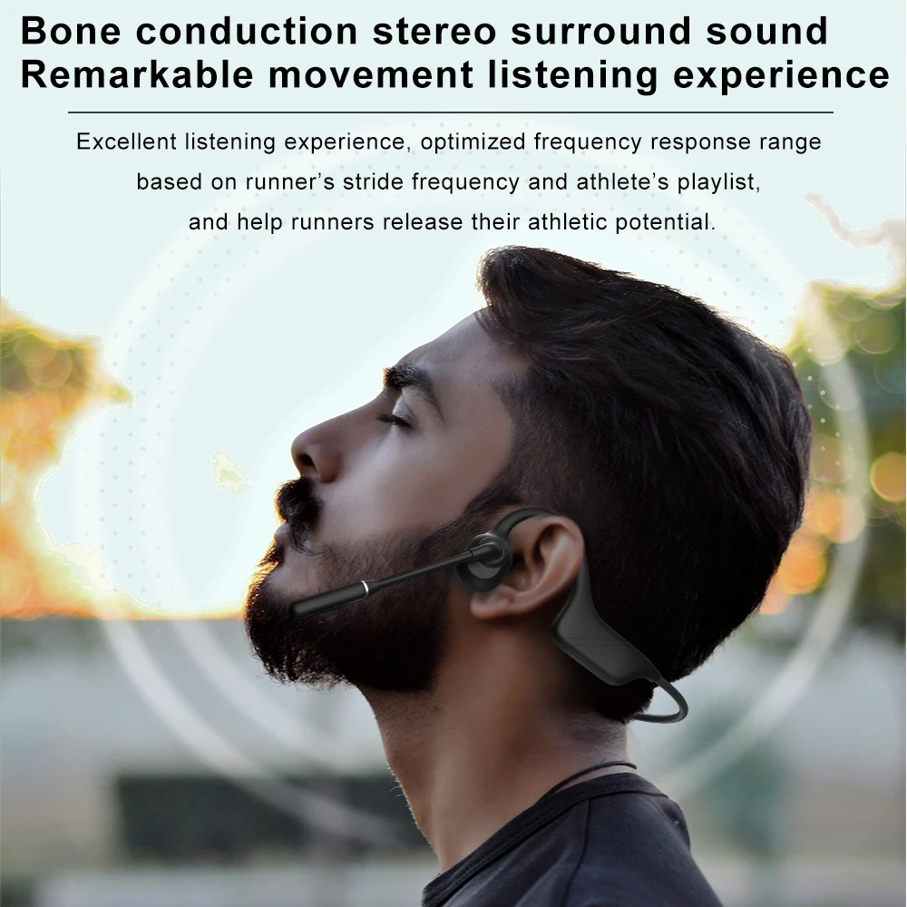 PARAMITA Real Bone Conduction Earphone Wireless Bluetooth Sport Headphone With MIC BT 5.0 IPX5 Waterproof for Workouts Running