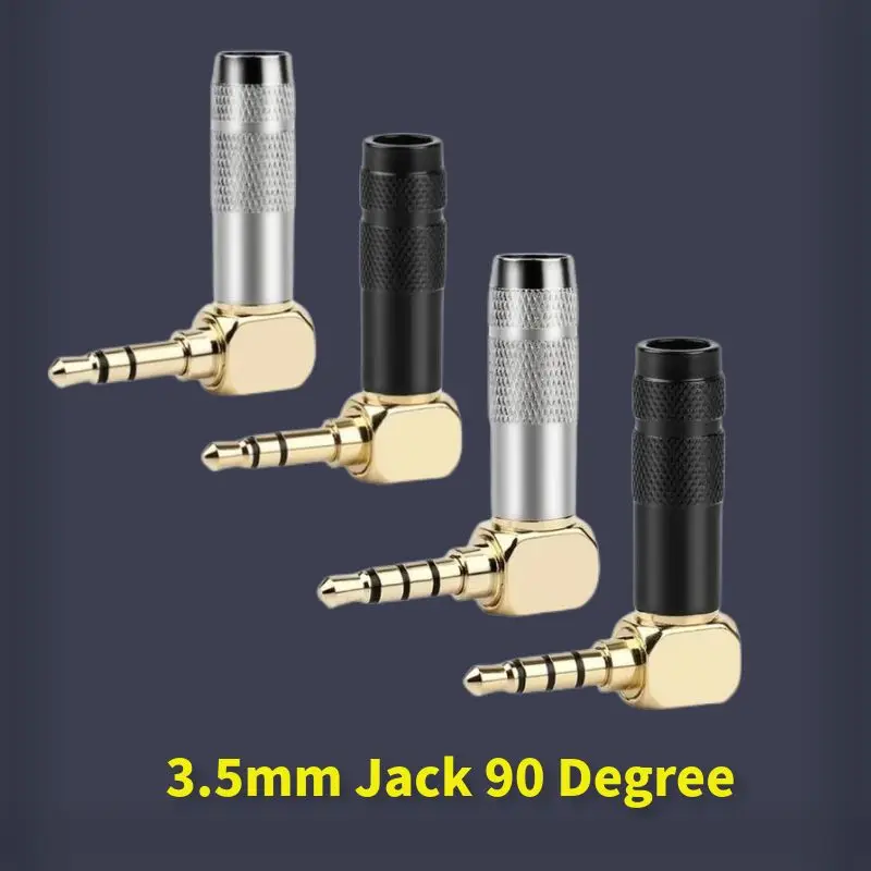 Black Silver Jack 3.5 mm 90 Degree 1/8\