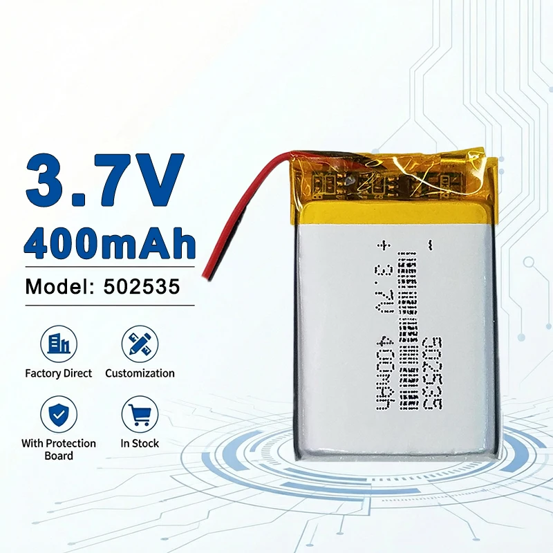 502535 3.7V 400mAh Lipo Battery with Stable Output, Perfect for Mini Digital Gadgets and Portable Electronic Toys 502540 503035