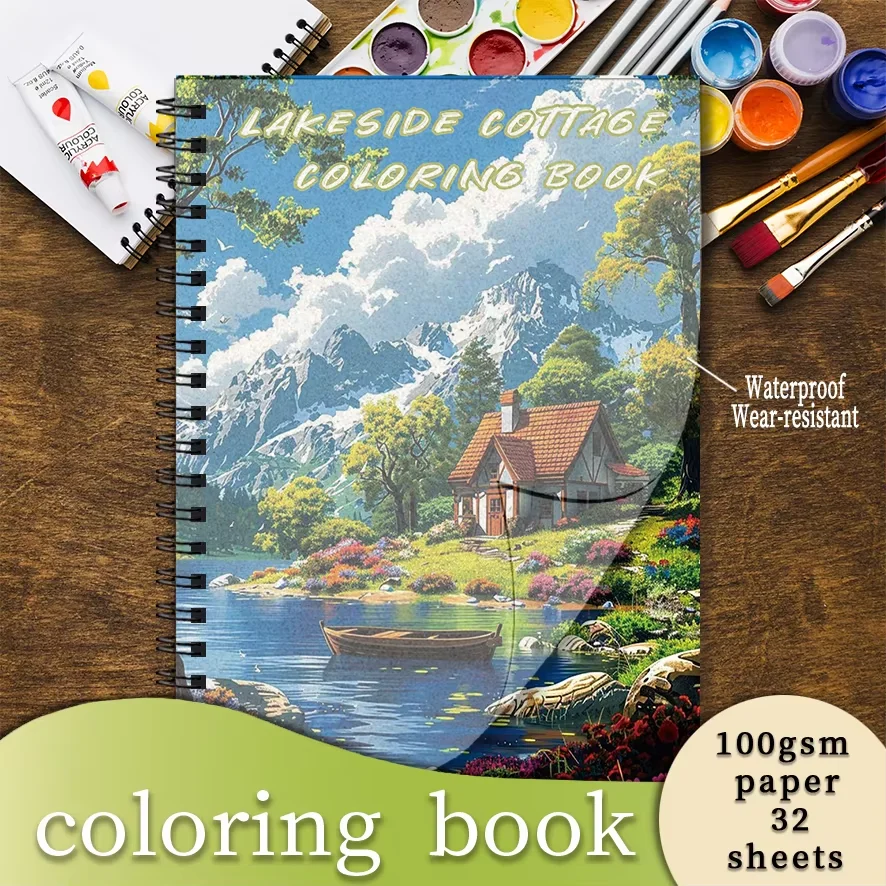 

Coloring Book - 8.3 x 11.2 inches, 32 pages, Landscapes - Ideal gift for back-to-school season, family or friends