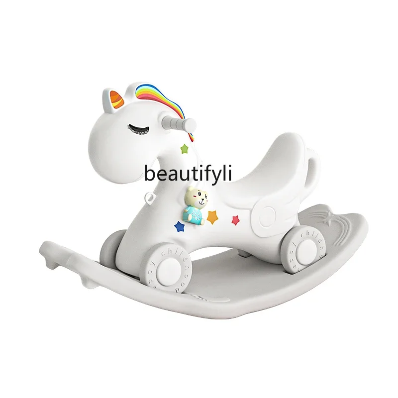 

Children's Trojan Horse Rocking Horse Dual-purpose Yoyo Car 2-in-1 Baby Rocking Chair Gift Toy