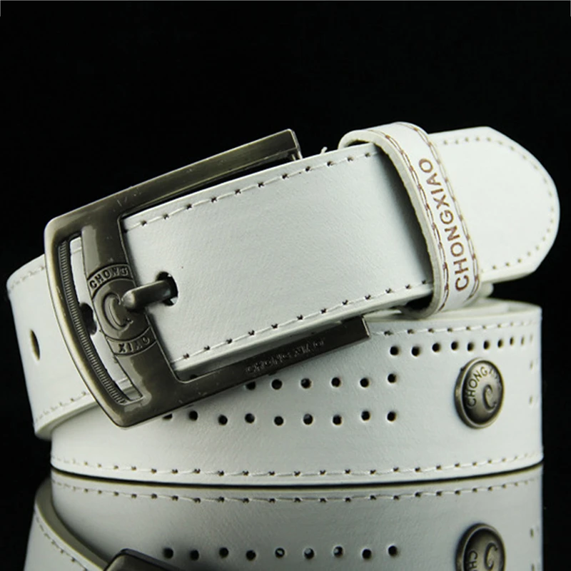 

Men Casual Waist Belt Men Hollow Rivet Punk Style Wide PU Leather Belt For New Fashion Strap Male High Quality Jeans men's Belt