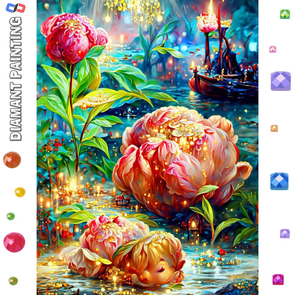 5D Cartoon Fantasy World Flower Cross Stitch Diamond Painting Diy Full Square Round Drill Embroidery Mosaic Modern Decor Crafts