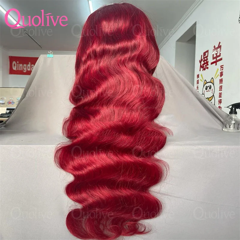 

30 Inch 200% 99J Burgundy Color 13x4 Transparent Lace Frontal Wigs Human Hair Body Wave Pre Plucked With Baby Hair For Women