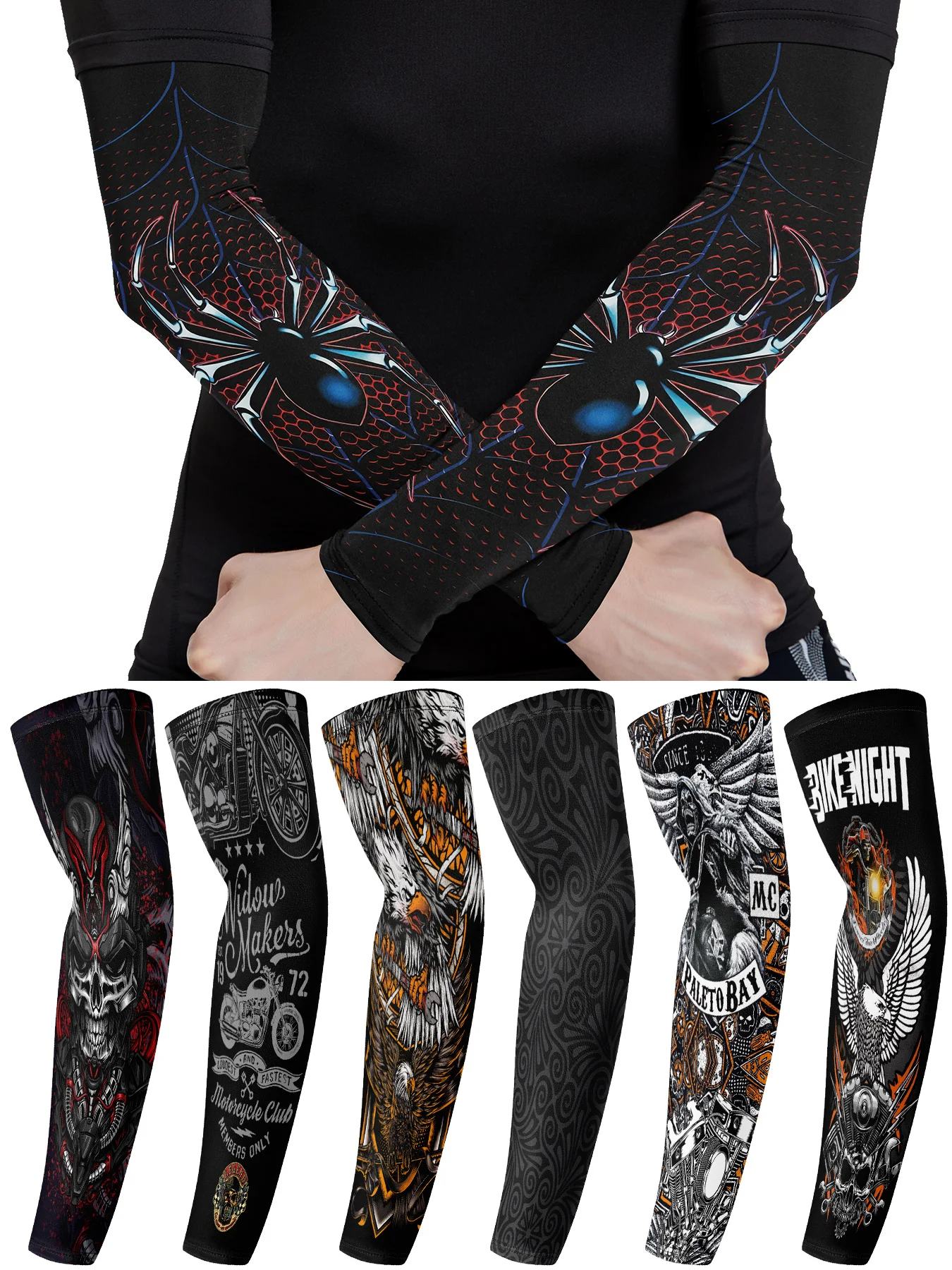 1 Par de Mangas Protectoras para Hombre, para Motociclismo y Deportes al Aire Libre, con Protección Solar UV, de Seda Fría de Verano, para Pesca y Tatuajes