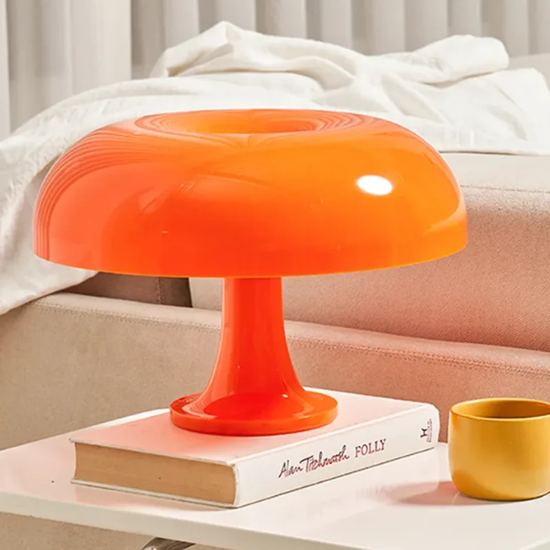 

Italy Designer Orange Mushroom Table Lamp for Bedroom Bedside Living Home Decoration Night Lighting Modern Minimalist Desk Light