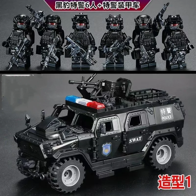 Militärische Geister-Spezialeinheiten, zusammengebaute Modellautos, zusammengebaute Offroad-Jeep-Spielzeuge, Hummer-Autos, beliebte Militär-Bausteine