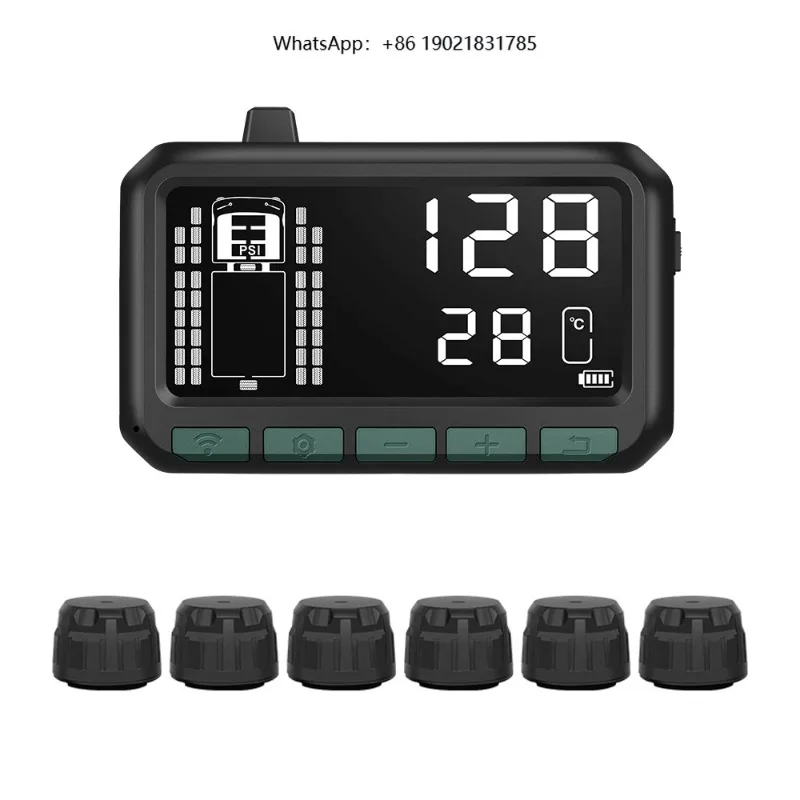 Multi-wheel tire pressure and temperature monitors, low pressure and high temperature alarms for heavy trucks and semi-trailers