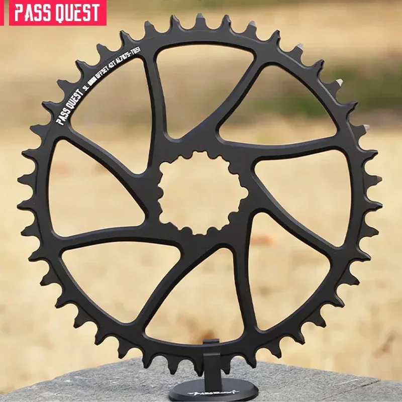 

PASS QUEST 0mm Offset 3-Bolt Narrow Wide Silver and Black Chainring MTB Gravel Bike 30T-48T Support 10/11/12 speed chains