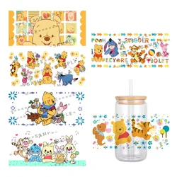 Cute Disney Winnie the Pooh Bear Cartoon UV DTF Transfer Sticker Waterproof Transfers Decals For 16oz Glass Cup Wrap Stickers