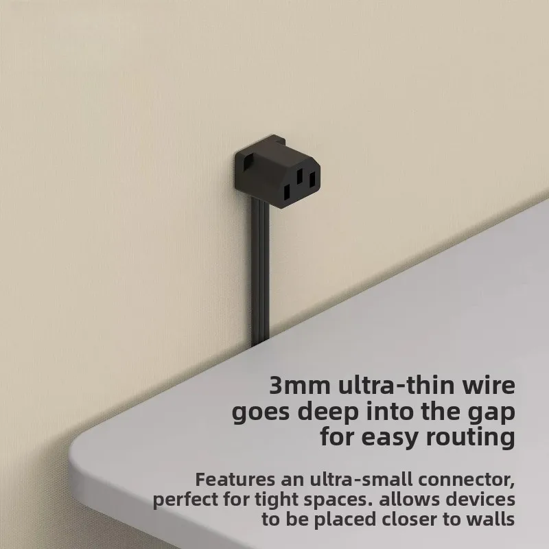 Computer power supply 90-degree elbow extension cable, ultra-thin and ultra-soft male and female plugs, three-hole C13 to C14