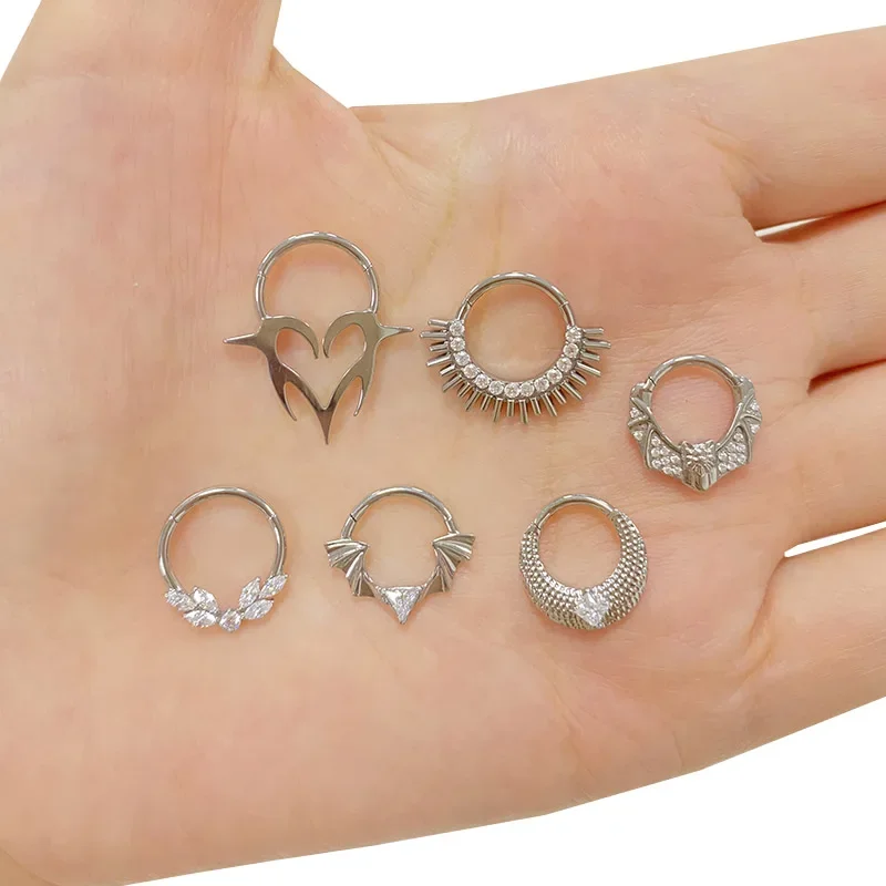 ASTM F-136 Titanium PIERC Nose Ring Ear Tragus Hinged Clicke Nipple Ring Earring Hoops Labret Rings Trendy Piercing Jewellery