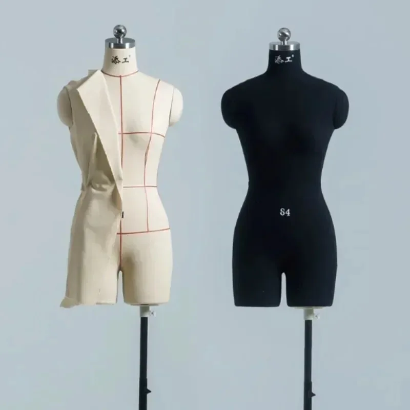 Sewing Tailor Mannequin Linen Body Show Cloth Mannequin Ladies\' Clothing Upper Body Window Display Model with Wheels Base