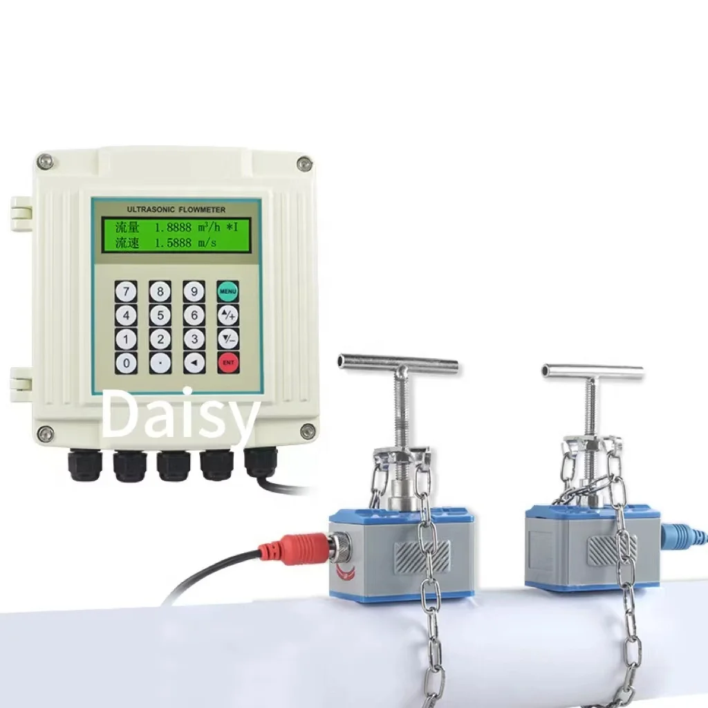 

4-20mA AC220V DC24V Wall Mounted Ultrasonic Flowmeter Portable Clamp On Ultrasonic Flow Meter DN100 Liquid Flow Meter