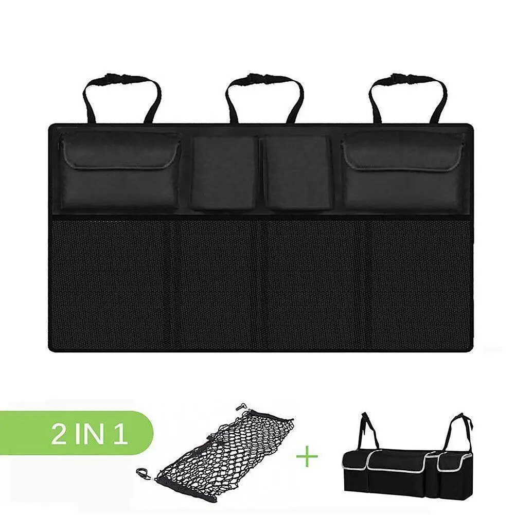 Car Trunk Organizer Adjustable Backseat Storage Bag Net High Capacity Multi-use Oxford Automobile Seat Back Organizers Universal