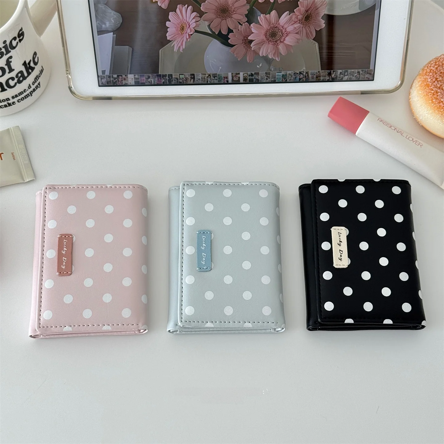 Korean Sle Polka Dot ort Wallet Women's Versatile mat Design Luxury Card Holder Faionable Synthetic Material