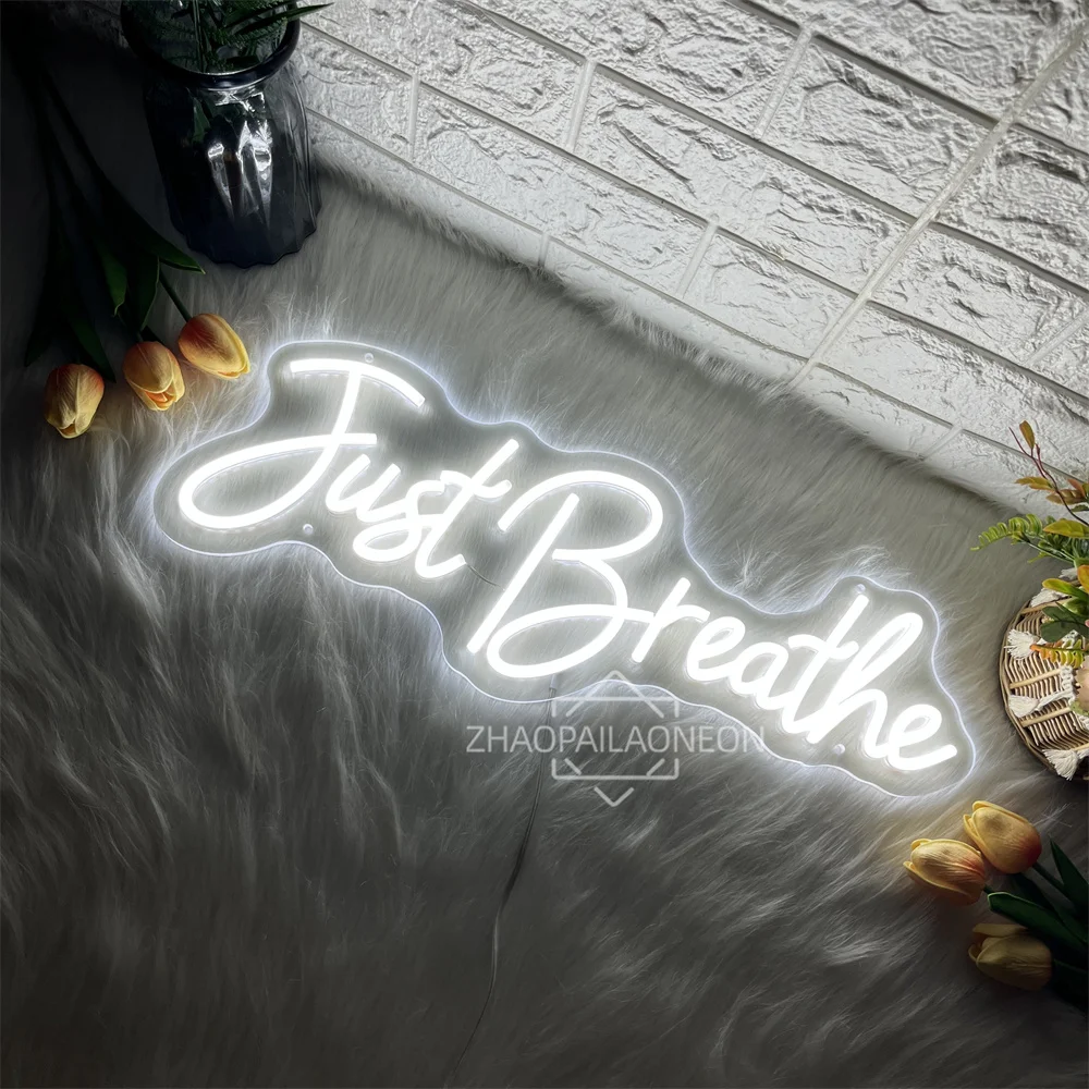 

Neon Sign Just breathe Neon Led Sign Boy Girl Bedroom Room Decor LED Wall Hanging Neon Lights Personalized Gift Birthday