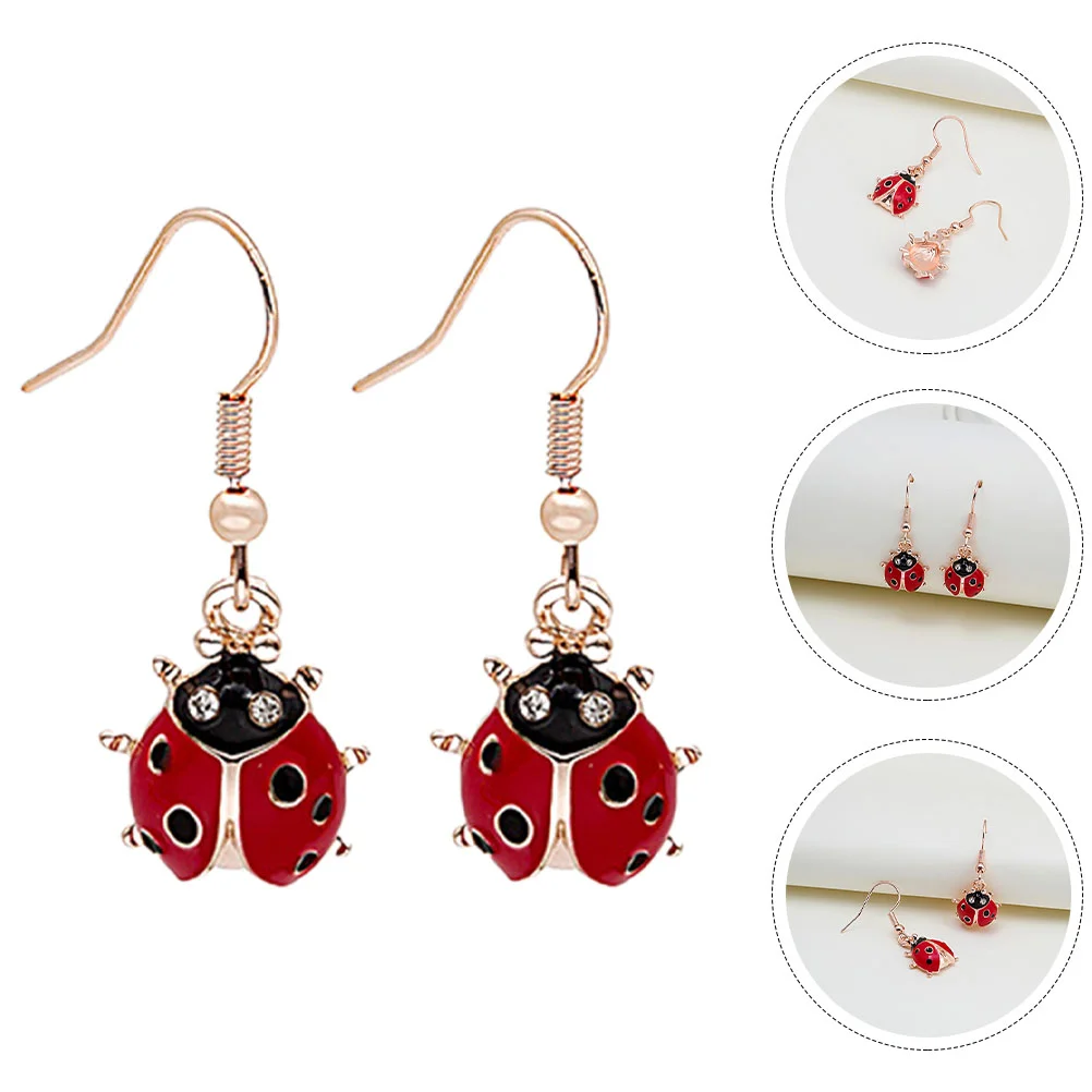 Pendiente de gancho para mujer, pendientes colgantes, chicas adolescentes, mariquita, lindo insecto, Miss Hoop