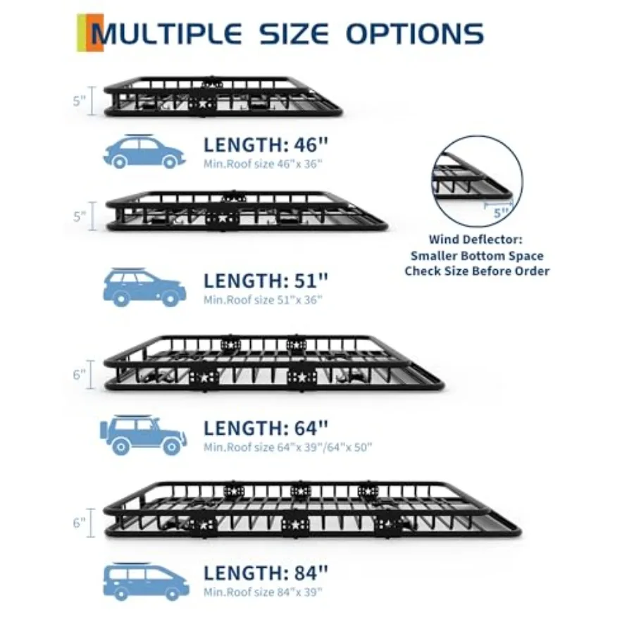 سلة حامل سقف 64 × 50 بسعة 200 رطلاً لسيارات الدفع الرباعي والشاحنات سلة حامل البضائع على السطح شديدة التحمل مع تمديد Lugga #4
