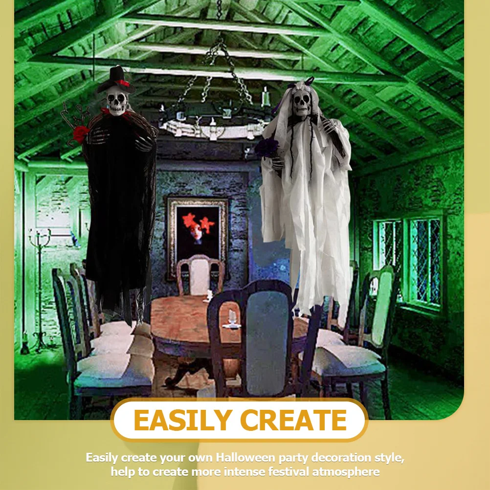 

Halloween Hanging Skull Wreath Ghost Garland for Front Door Wall Window Yard Haunted House Party Decor Supplies