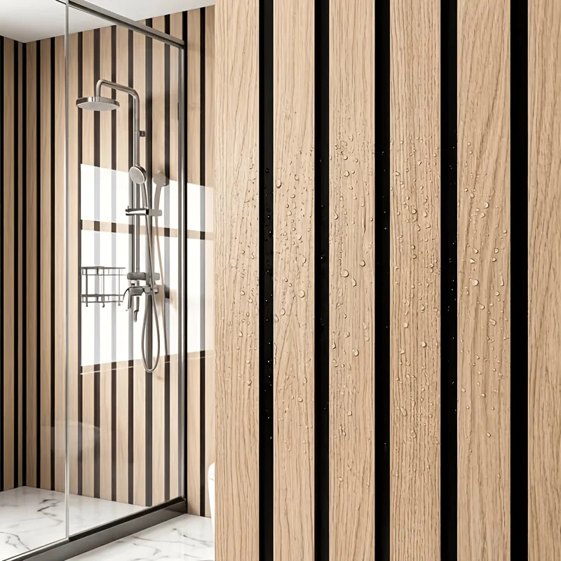 Grid Vinyl Self-Adhesive Wallpaper Easy 3D Vertical Stripes with Strong Backing Waterproof Scratch-Resistant Vintage Background