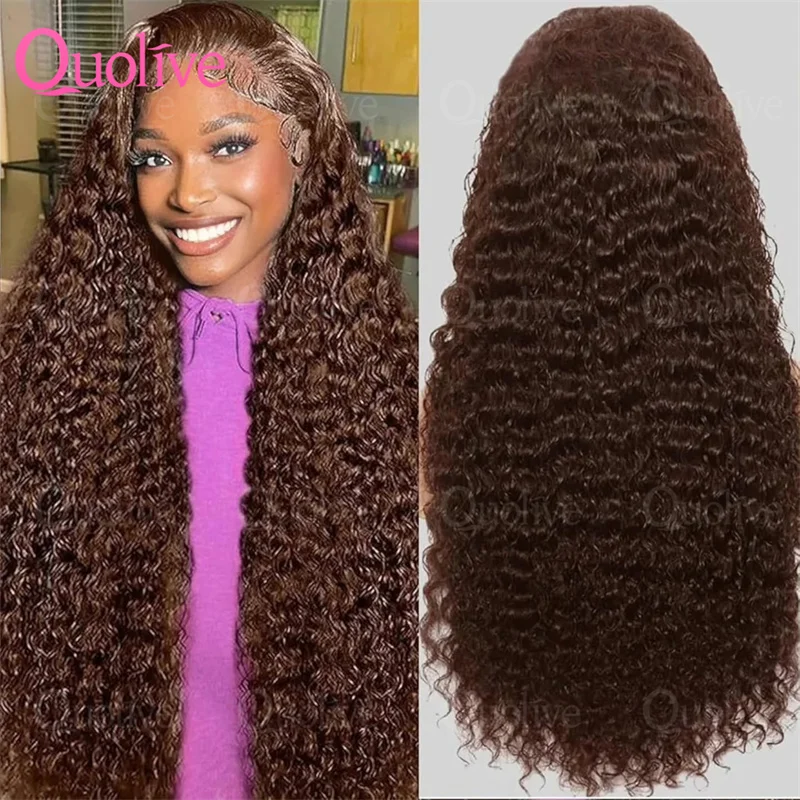 

30 Inch Chocolate Brown Hd Lace Front Wigs Human Hair 200% Density Curly Lace Front Wigs Human Hair Deep Wave Wigs Human Hair
