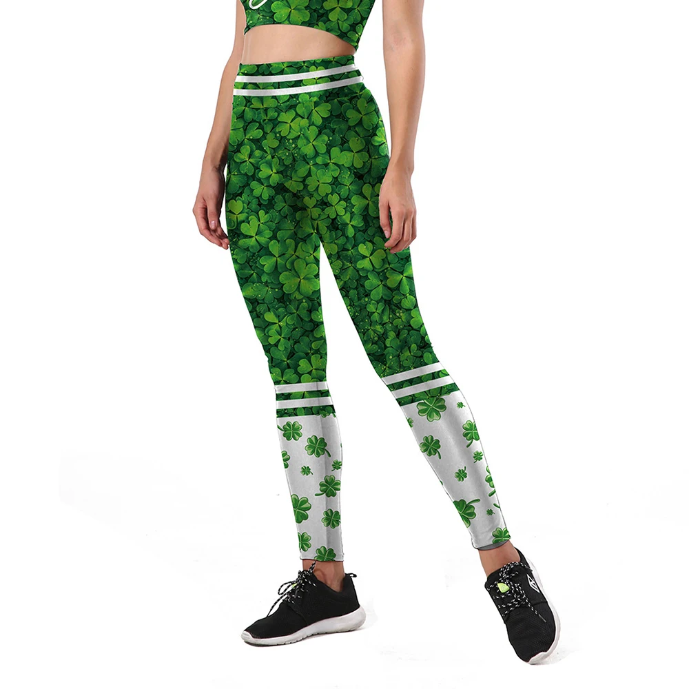 2026 nuevo verano Mujer Día de San Patricio irlandés verde trébol Legging para mujeres Fitness Push Up pantalones de cintura elástica pantalones de yoga