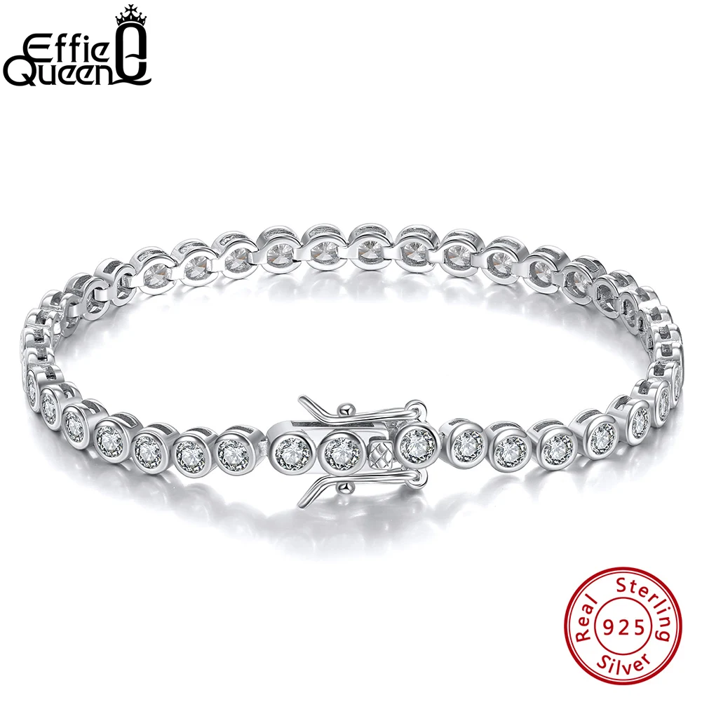 

Effie Queen Luxury 925 Sterling Silver 1.5/2/3mm Tennis Bracelet for Women Girls Fashion Party Zirconia Bracelet Jewelry SB143